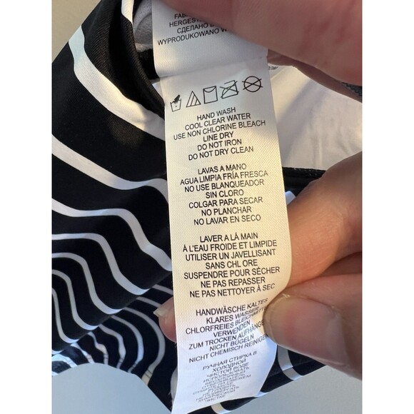 NWT SZ 6 M Ralph Lauren Women Striped One-Piece Designer Swimsuit Black White - Picture 12 of 14